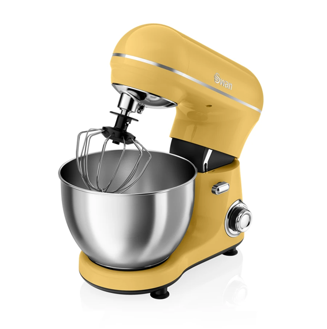 Image of a yellow Swan 800W Retro Stand Mixer