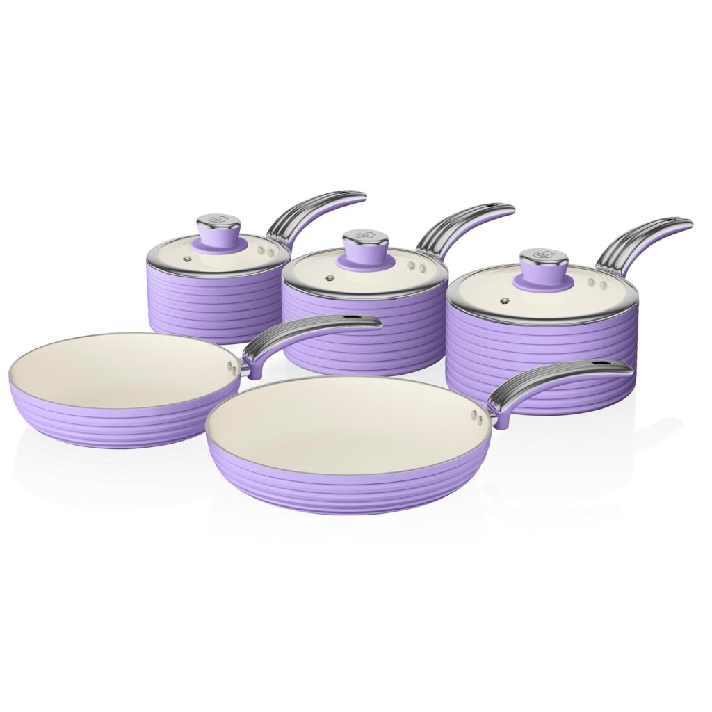 Image of the purple Swan Retro 5 Piece Pan Set
