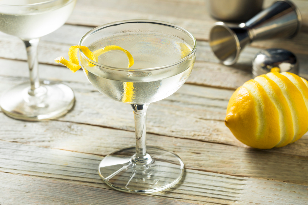 Image of handmade martinis with a lemon twist