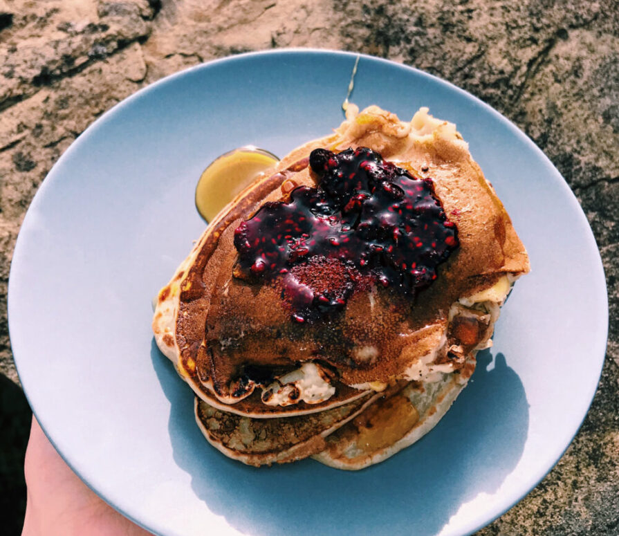 Dairy-Free Banana Pancakes with Berry Compote