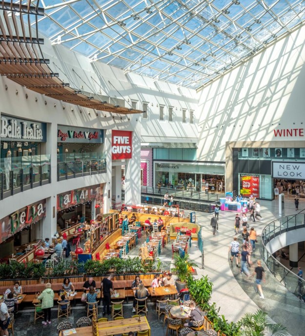 Photograph of Arndale shopping centre Five Guys, New Look and Bella Italia