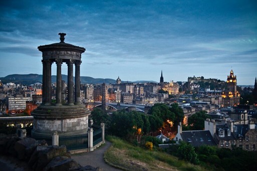 Photograph of Edinburgh city at night