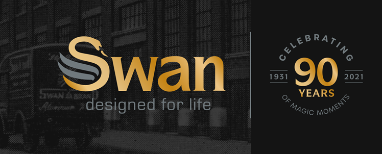 Image of unique Swan brand logo celebrating 90 years