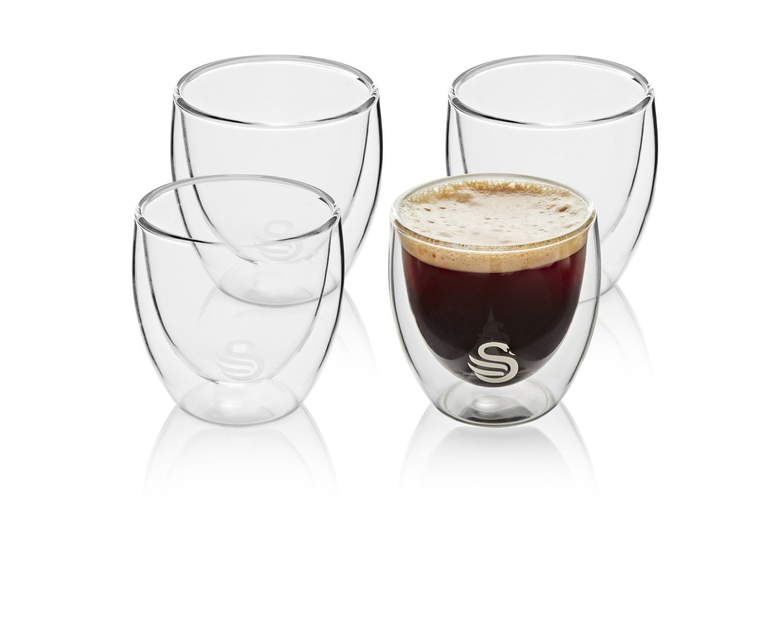 Swan Set of 4 Double-Wall Espresso Glasses 100ml