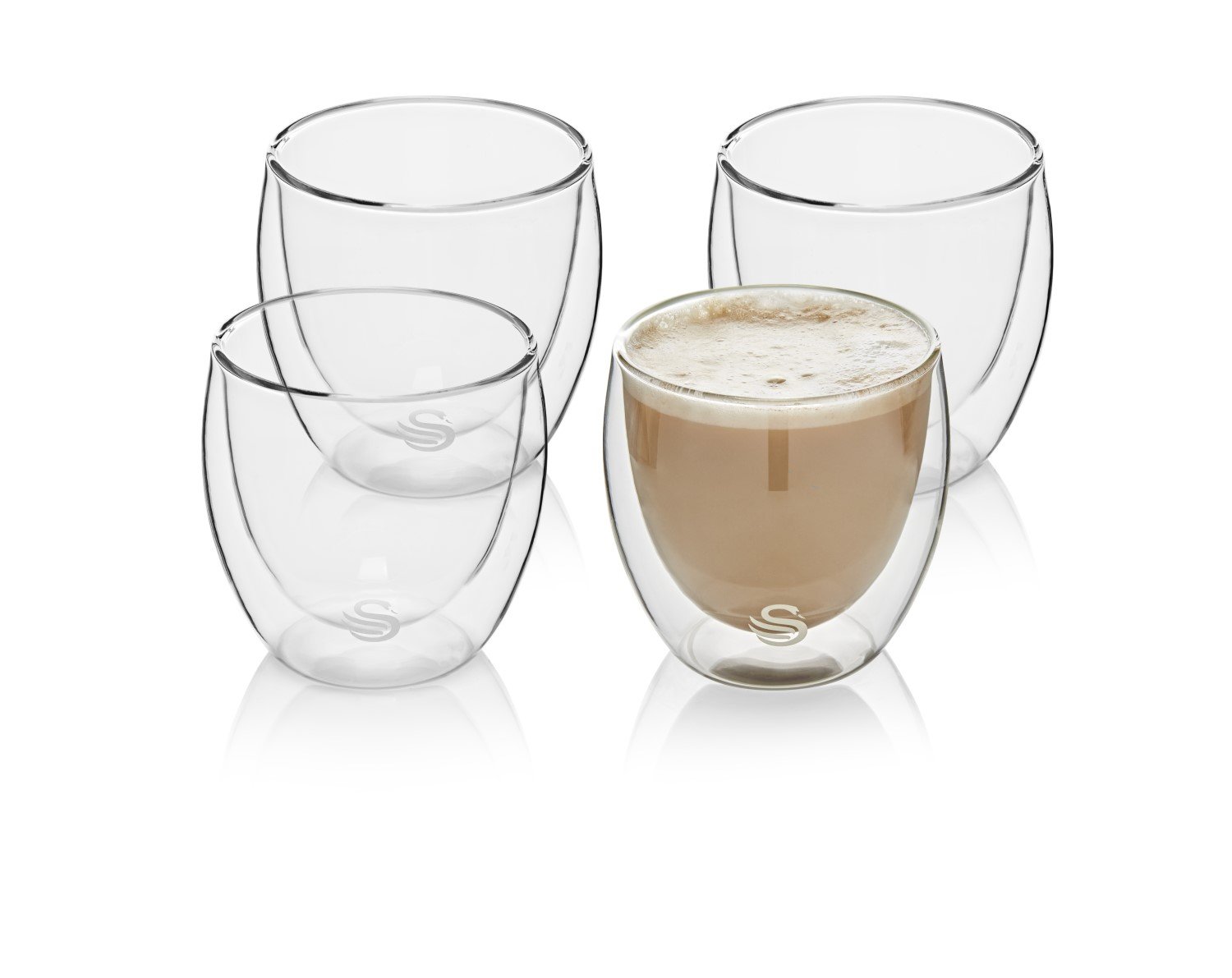 Swan Set of 4 Double-Wall Cappuccino Glasses 250ml