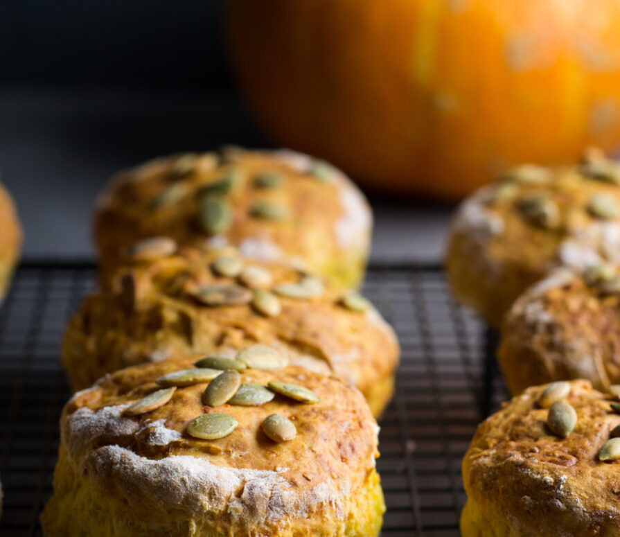 Pumpkin-spiced Scones with seeds on top.