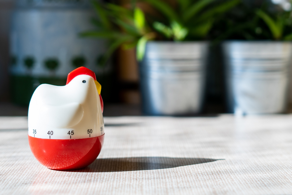 Image of a novelty chicken christmas timer on a work surface 