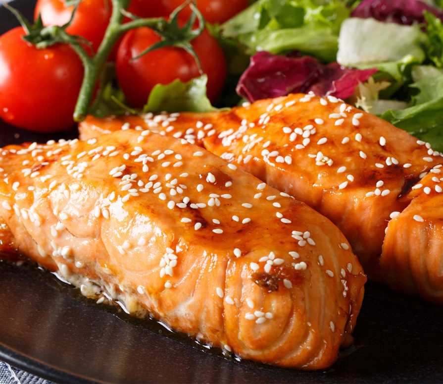 Steamed Salmon With Garlic, Spring Onion & Soy Sauce