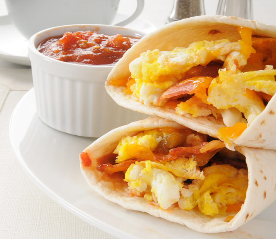 Bacon And Egg Grilled Breakfast Burrito