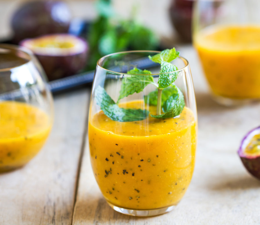 Healthy mango and passionfruit smoothie recipe