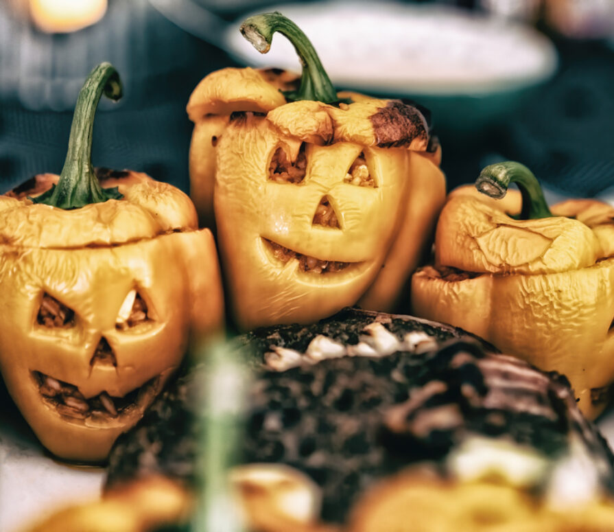 Spooky Stuffed Peppers with Pine Nuts