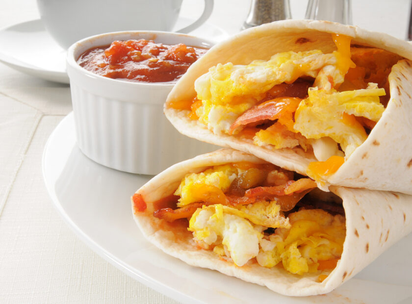 Bacon And Egg Grilled Breakfast Burrito - Breakfast food recipe 