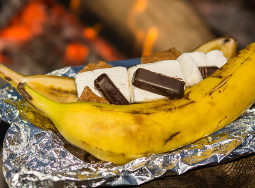 Air Fryer Chocolate Banana Boat S’mores - Dessert recipe