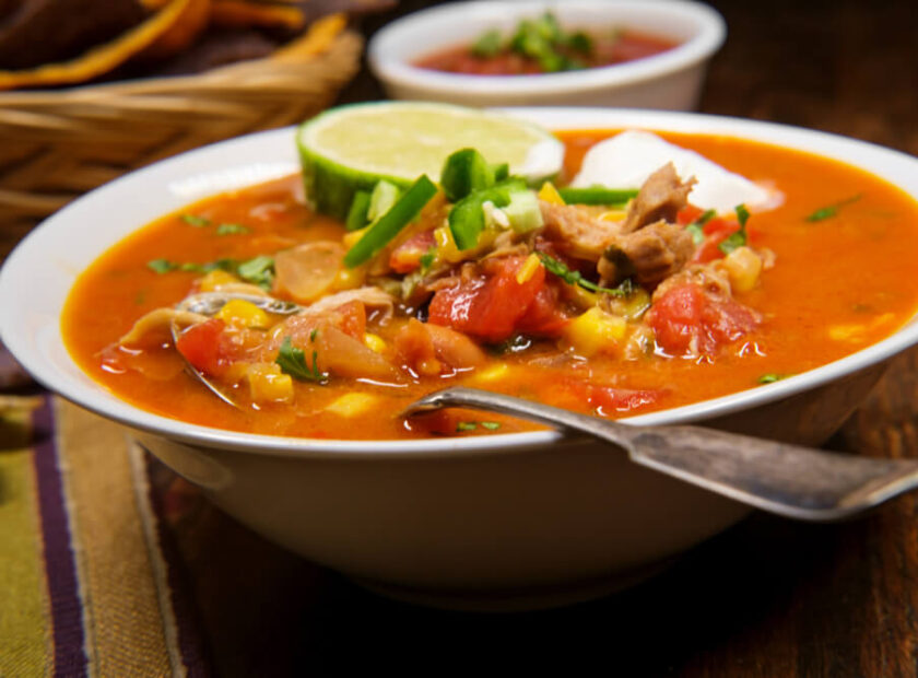 Slow Cooker Creamy Chicken Taco Soup - Mexican Food Recipe