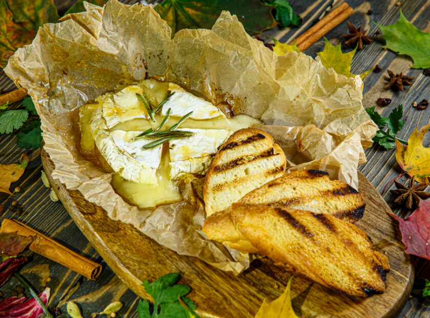 Baked Camembert Cheese with Garlic Croutons - French Camembert Recipe
