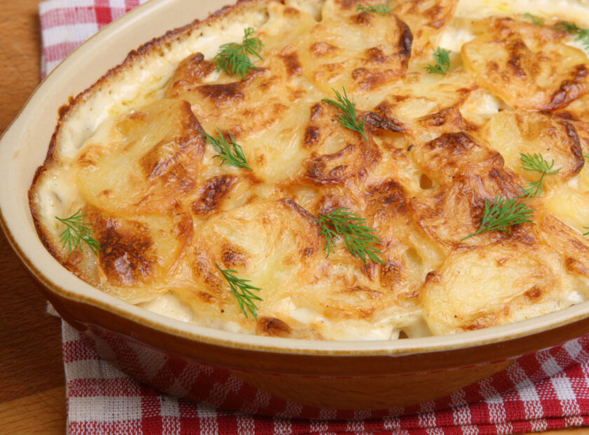 Creamy Garlic Dauphinoise Potatoes - French vegetarian recipe